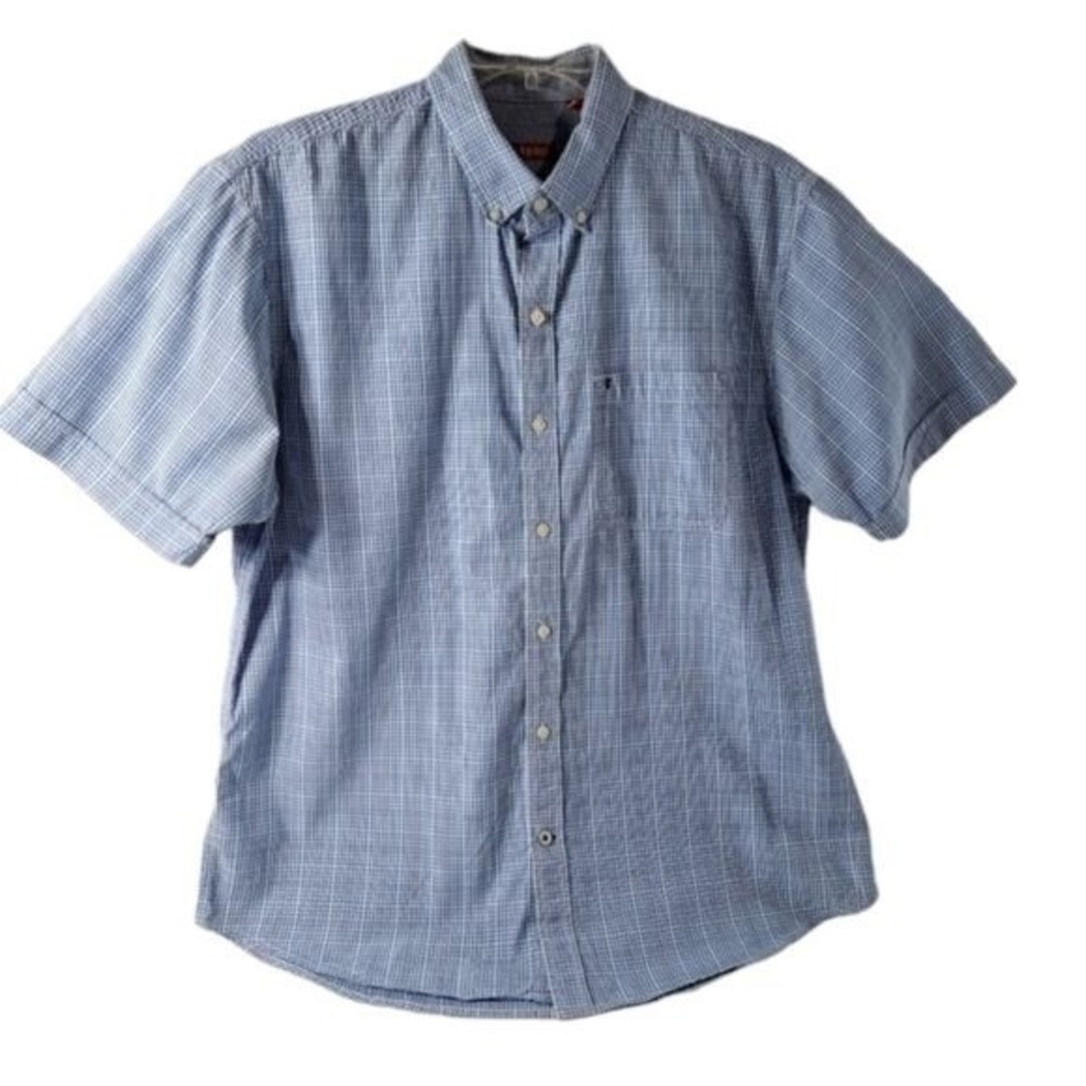 IZOD Men's Short Sleeve Button Collared Shirt Baby Blue Size L/G
